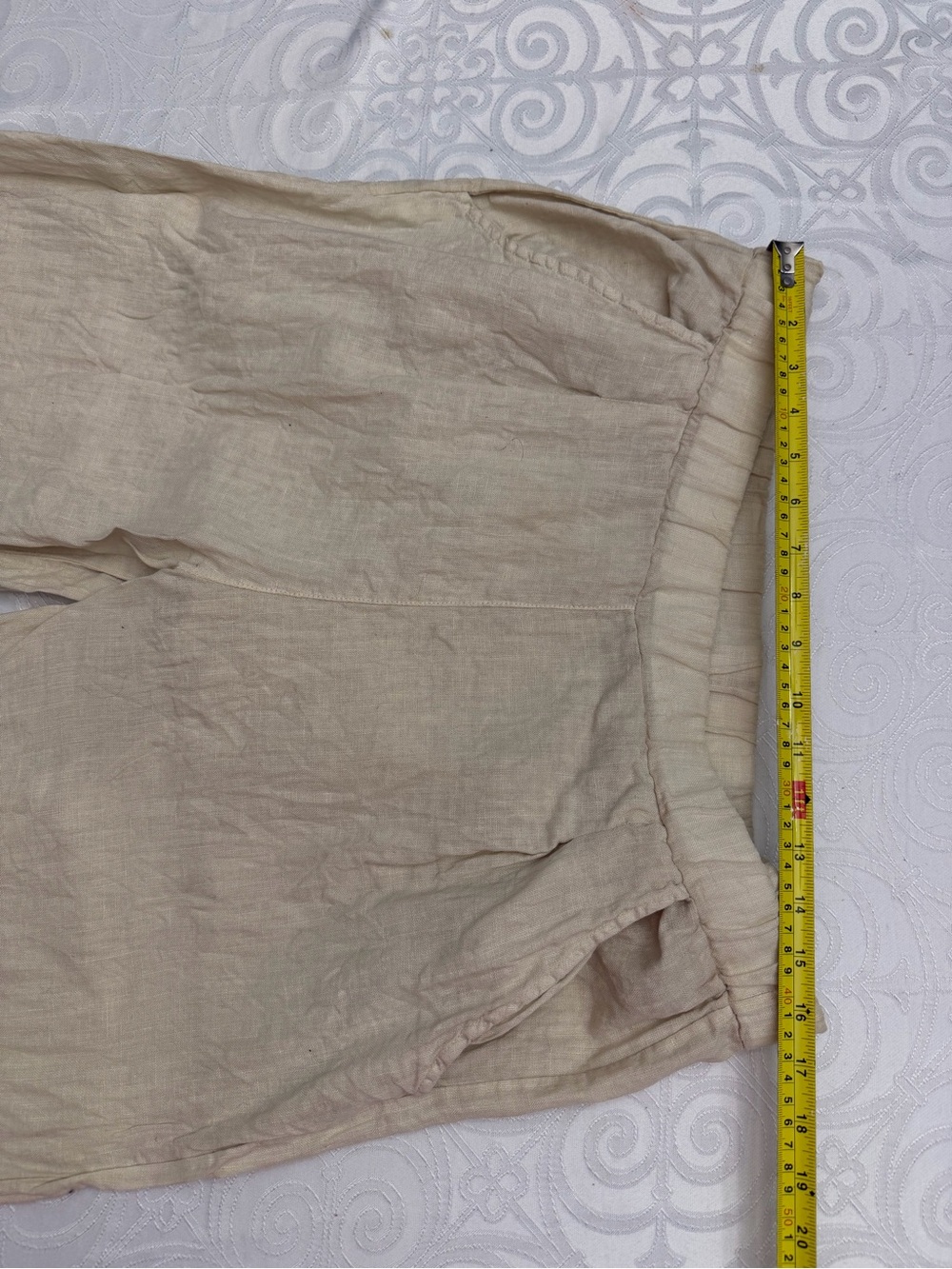 Pistache Italian 100% Linen Wide Leg Cropped Ankle Pants Trousers Woman Large - Picture 10 of 13